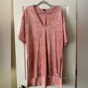 Free People We The Free Crushed Velvet oversized Dress Size XS Pink Luxe Tunic